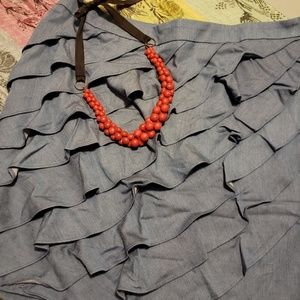 Denim-like ruffled skirt